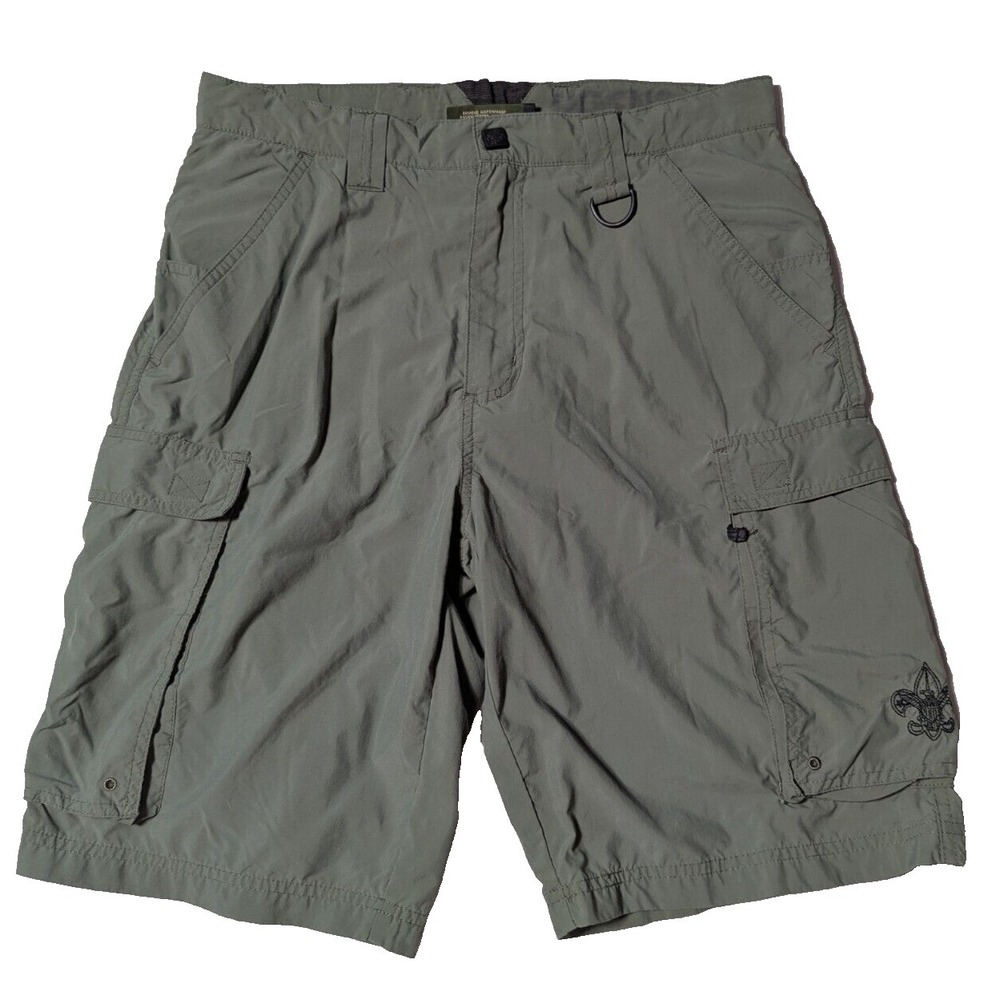 BOYS SCOUTS OF AMERICA Men Small Green Supplex Nylon Centennial Uniform Shorts‎